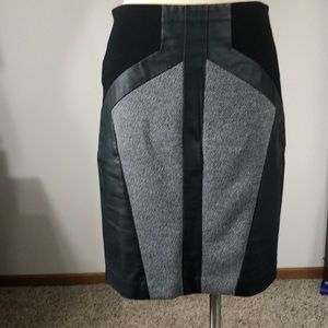 Ann Taylor stretch pleather & grey knit skirt.